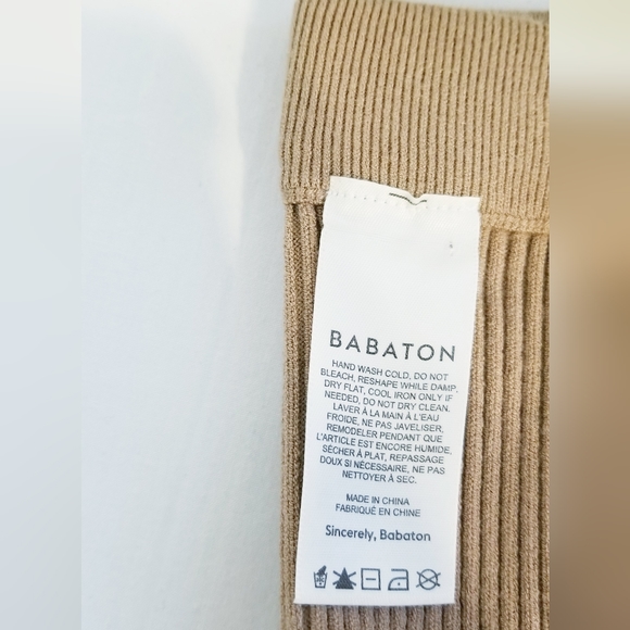 Aritzia Babaton Tan High Rise Side Slit Hem Ribbed Pants - Picture 6 of 9